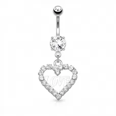 Пирсинг пупка банан с подвеской в форме сердца PiercedFish N17249-C