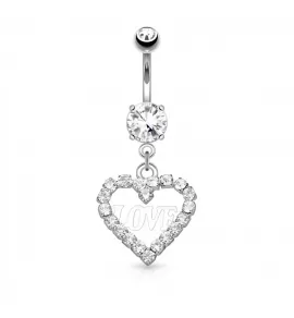Пирсинг пупка банан с подвеской в форме сердца PiercedFish N17249-C
