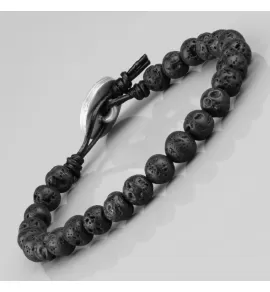 Черный мужской браслет Everiot Select LNS-0202 из лавы с черепом