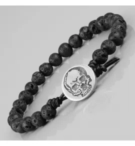 Черный мужской браслет Everiot Select LNS-0202 из лавы с черепом