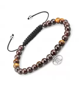Браслет Шамбала со знаками зодиака Everiot Select LNS-6007 из граната и камня тигровый глаз
