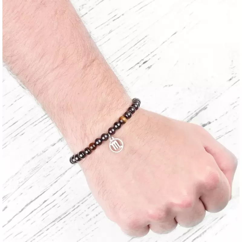 Браслет Шамбала со знаками зодиака Everiot Select LNS-6007 из граната и камня тигровый глаз