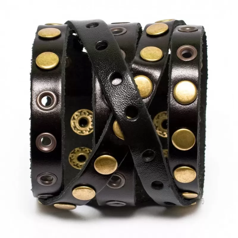 Кожаный браслет мужской Scappa M-508 черный