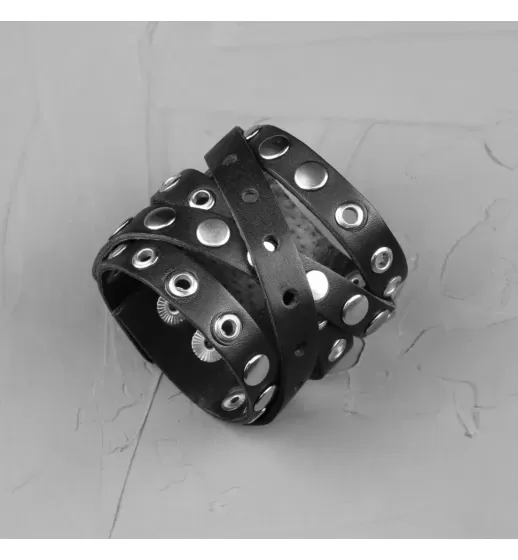 Кожаный браслет мужской Scappa M-508 черный
