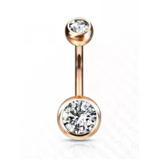 Пирсинг пупка банан из титана Pirslab T23N04-RDC с фианитами и покрытием