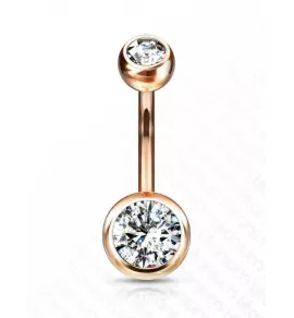 Пирсинг пупка банан из титана Pirslab T23N04-RDC с фианитами и покрытием