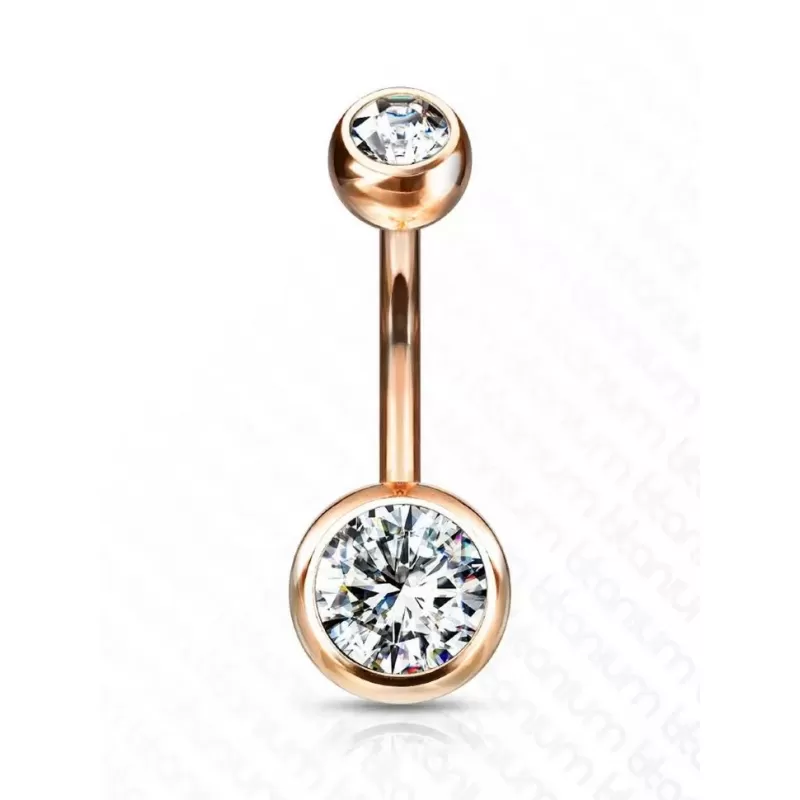 Пирсинг пупка банан из титана Pirslab T23N04-RDC с фианитами и покрытием