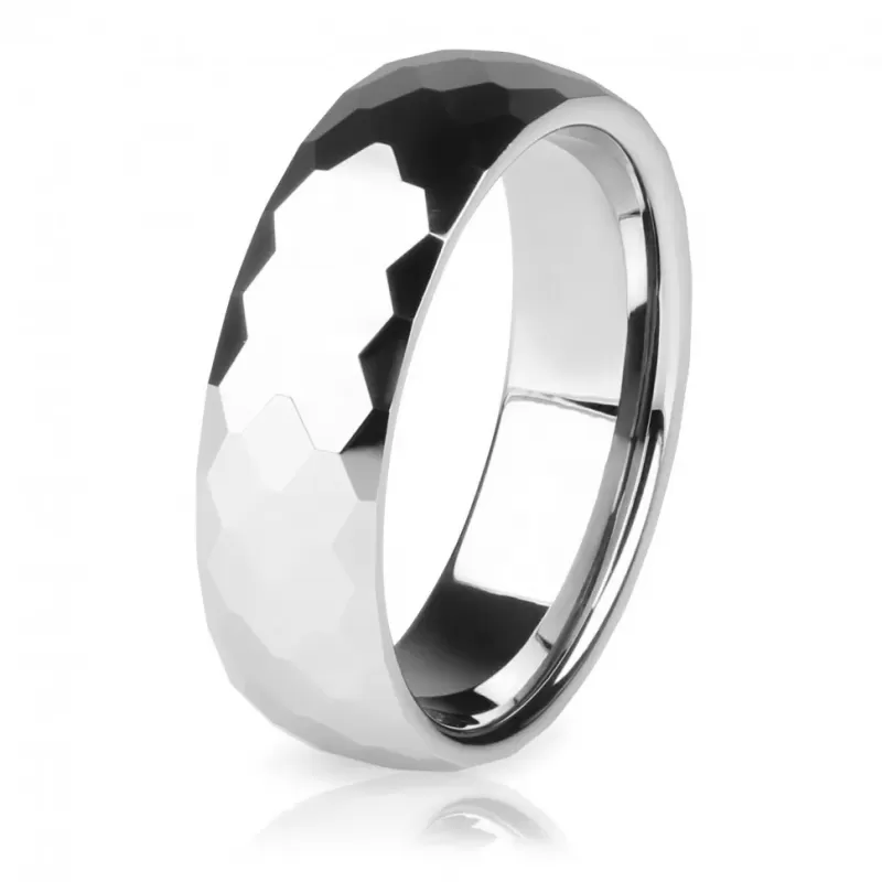 Кольцо из вольфрама INFY RTG-0101-ST для пар, с геометрическими гранями