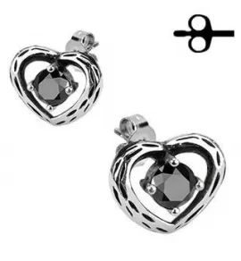 Серьги-гвоздики TATIC SSEM-125 "Сердца" в готическом стиле