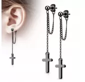 Серьги-гвоздики из стали TATIC SE4089 с подвесками в виде цепочек и крестов