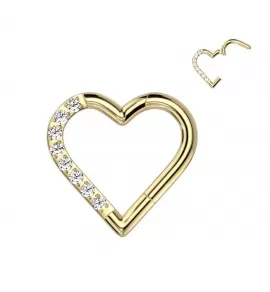 Пирсинг кольцо кликер из титана Pirslab RHT22, сердце с фианитами