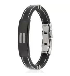 Мужской браслет TATIC SSBM-0767 из стали и каучука с черной лаконичной пластиной