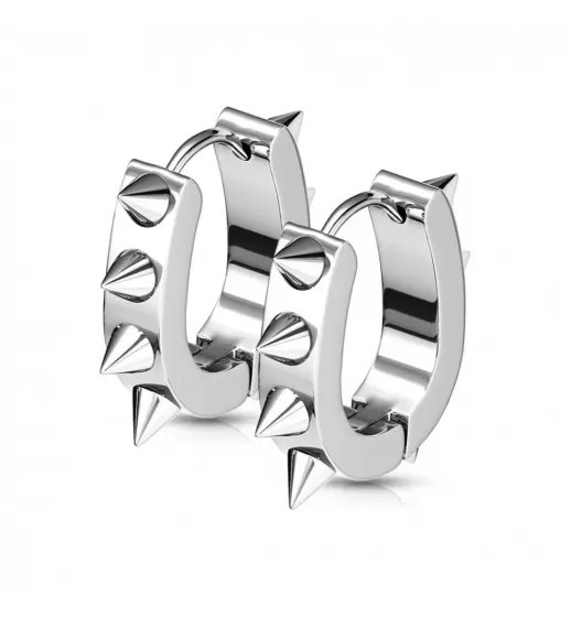 Серьги-кольца с шипами из стали TATIC SSE-026 овальной формы
