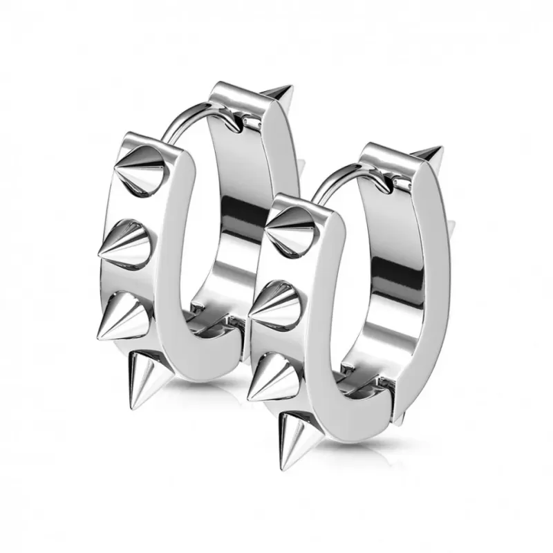 Серьги-кольца с шипами из стали TATIC SSE-026 овальной формы