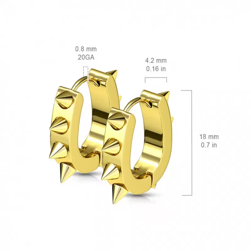 Серьги-кольца с шипами из стали TATIC SSE-026 овальной формы