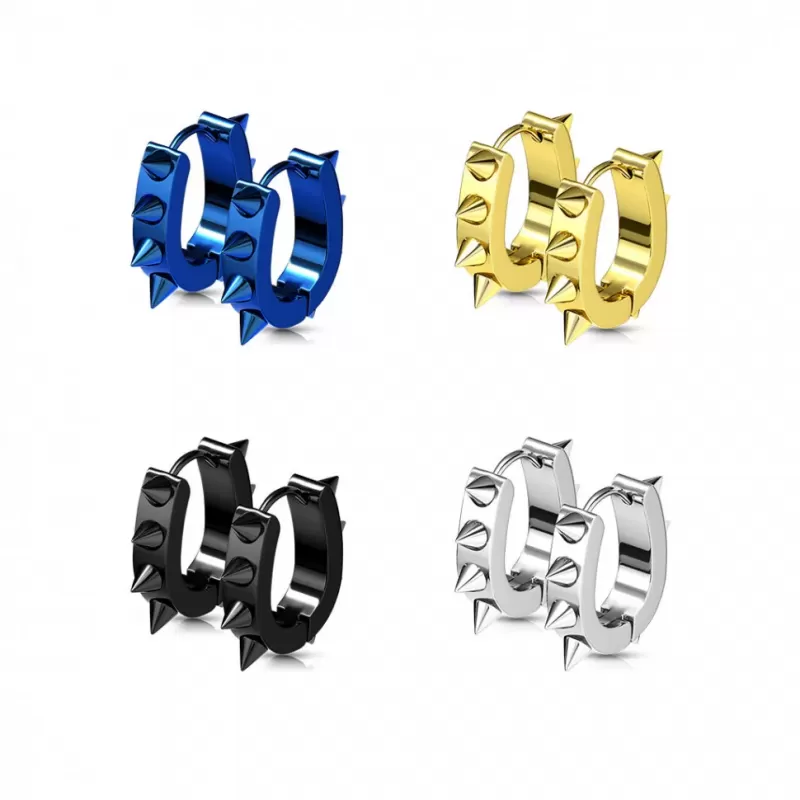 Серьги-кольца с шипами из стали TATIC SSE-026 овальной формы