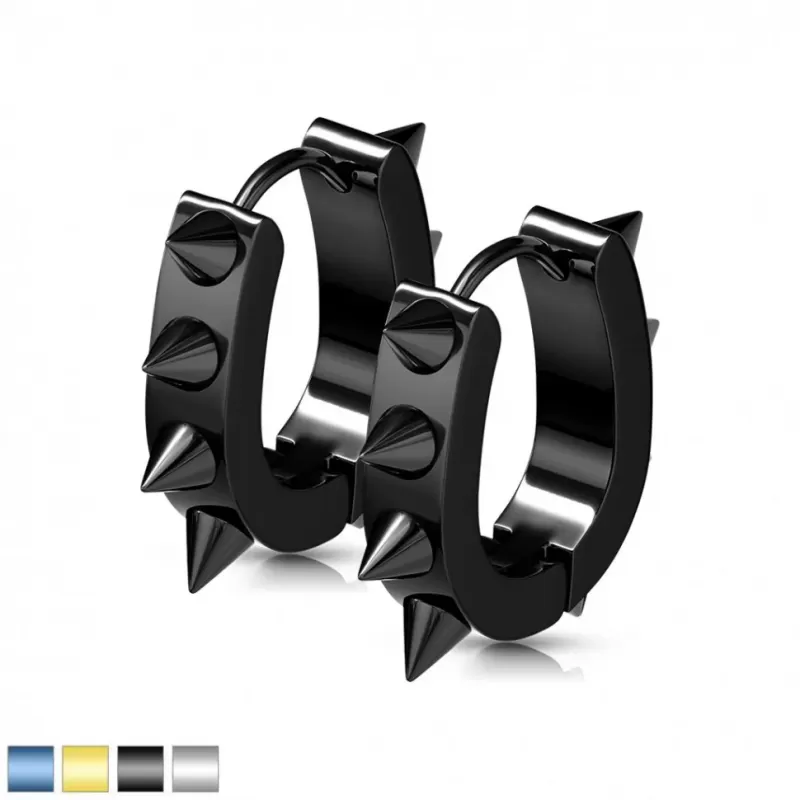 Серьги-кольца с шипами из стали TATIC SSE-026 овальной формы