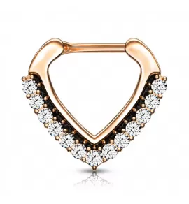 Серьга кликер из стали с фианитами PiercedFish SEP-90-RDC для пирсинга септума носа, трагуса, хеликса уха, брови