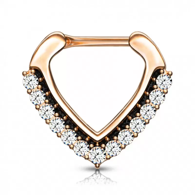 Серьга кликер из стали с фианитами PiercedFish SEP-90-RDC для пирсинга септума носа, трагуса, хеликса уха, брови