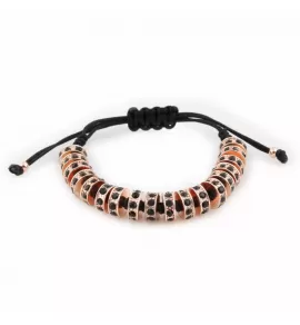 Браслет Everiot SHB-MJ-1713 с черными кристаллами цвета розового золота