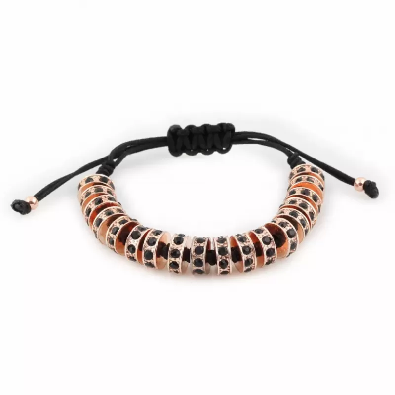 Браслет Everiot SHB-MJ-1713 с черными кристаллами цвета розового золота