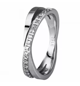 Кольцо из стали Everiot AAB-325GRSS с россыпью фианитов