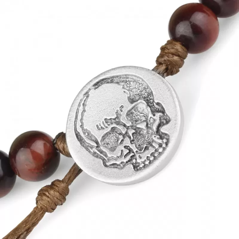 Браслет Everiot Select LNS-0203 из камня бычий глаз с черепом