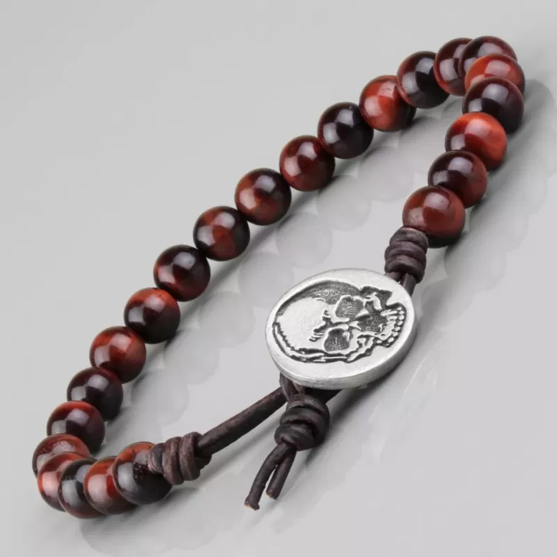 Браслет Everiot Select LNS-0203 из камня бычий глаз с черепом