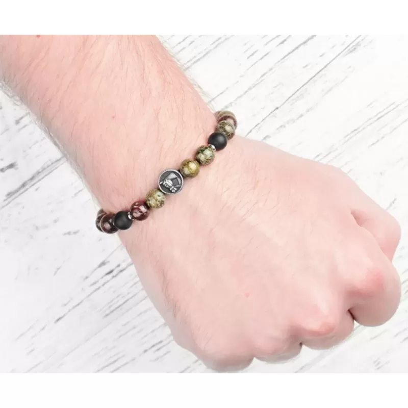 Браслет из яшмы и агата на резинке с подковой Everiot Select LNS-0228