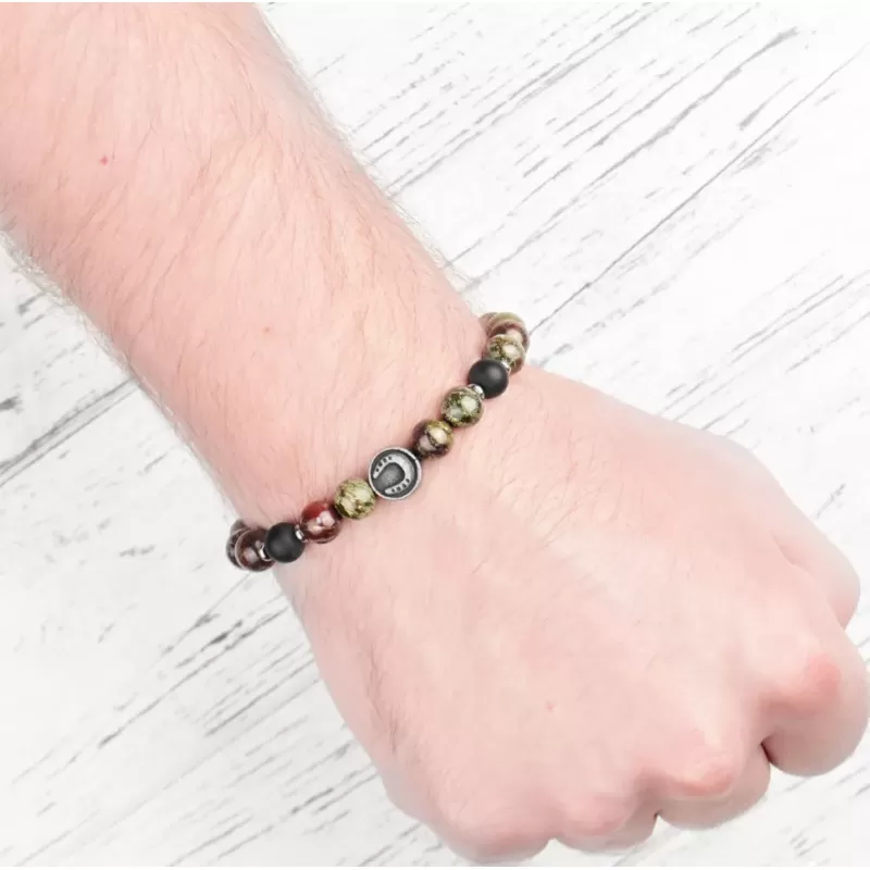 Браслет из яшмы и агата на резинке с подковой Everiot Select LNS-0228