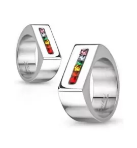 Кольцо-печатка Spikes М-2157 из стали с фианитами