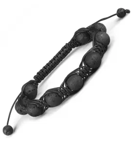 Черный плетеный браслет Шамбала ручной работы Everiot Select LNS-3128 из лавы (базальта)