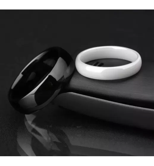 Белое кольцо из керамики Everiot RCM-0001 парное, обручальное
