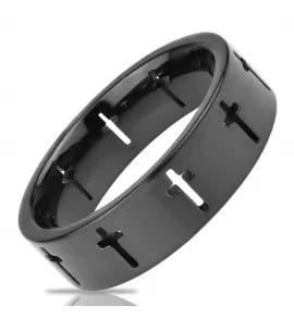 Черное кольцо из нержавеющей стали TATIC RSS-2394 с крестами