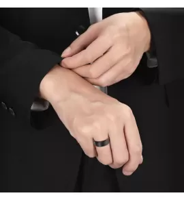 Кольцо из стали TATIC RSS-0015 черное матовое, с красным покрытием внутри