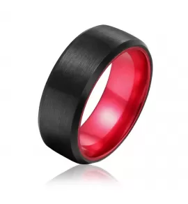 Кольцо из стали TATIC RSS-0015 черное матовое, с красным покрытием внутри