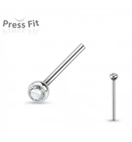 Серьга фиштейл из стали для пирсинга носа под индивидуальный размер PiercedFish NOSEF12, с фианитом