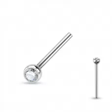 Серьга фиштейл из стали для пирсинга носа под индивидуальный размер PiercedFish NOSEF12, с фианитом