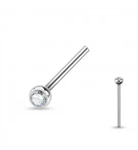 Серьга фиштейл из стали для пирсинга носа под индивидуальный размер PiercedFish NOSEF12, с фианитом
