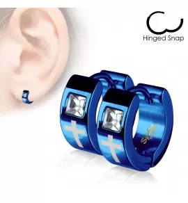 Серьги Spikes SSE-027 с камнем и выгравированным крестом