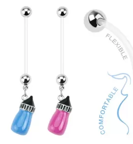 Штанга для пирсинга пупка в форме детской бутылочки PiercedFish NPG-1001 для беременных