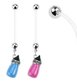 Штанга для пирсинга пупка в форме детской бутылочки PiercedFish NPG-1001 для беременных