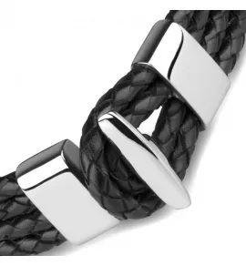 Черный мужской браслет из кожи Everiot Select LNS-5015