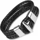 Черный мужской браслет из кожи Everiot Select LNS-5015