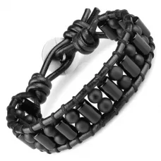 Черный плетеный браслет Everiot Select LNS-2212 из агата