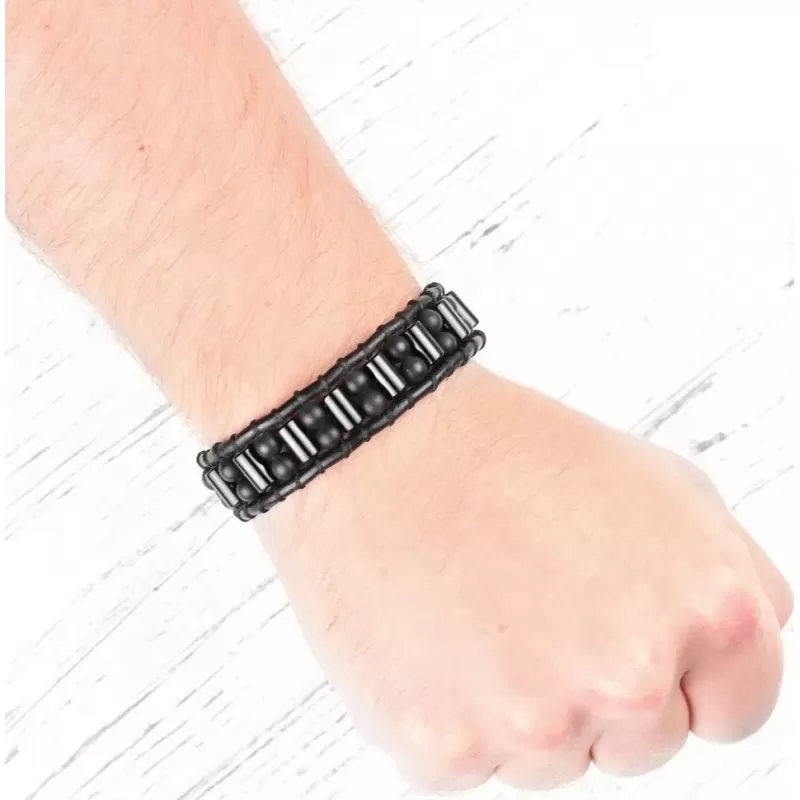 Черный плетеный браслет Everiot Select LNS-2212 из агата