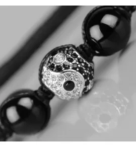 Браслет Шамбала из натуральных камней Everiot Select LNS-0201 агат и черный оникс с символом "Инь-Янь"