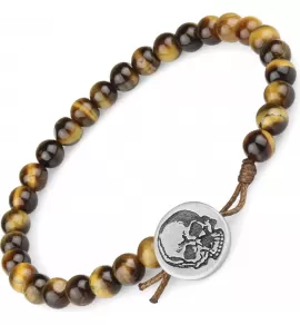 Браслет Everiot Select LNS-0204 из камня тигровый глаз с черепом