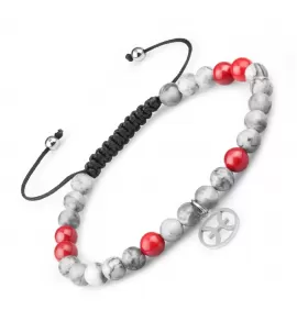 Браслет Шамбала со знаками зодиака Everiot Select LNS-6009 из яшмы и коралла