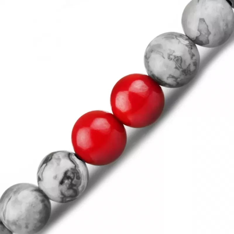 Браслет Шамбала со знаками зодиака Everiot Select LNS-6009 из яшмы и коралла